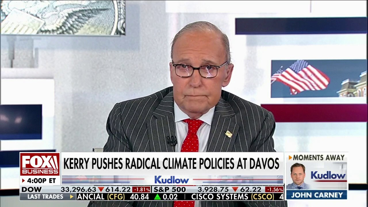 FOX Business host Larry Kudlow slams U.S. Special Presidential Envoy for Climate John Kerry and Democrats for their progressive climate agenda and economic policies on 'Kudlow.'