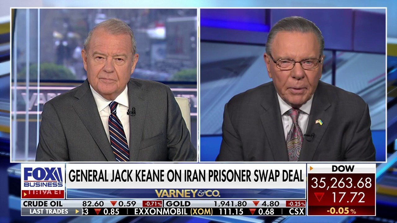 Fox News senior strategic analyst Gen. Jack Keane (ret.) reacts to Biden's prisoner swap deal with Iran on "Varney & Co."