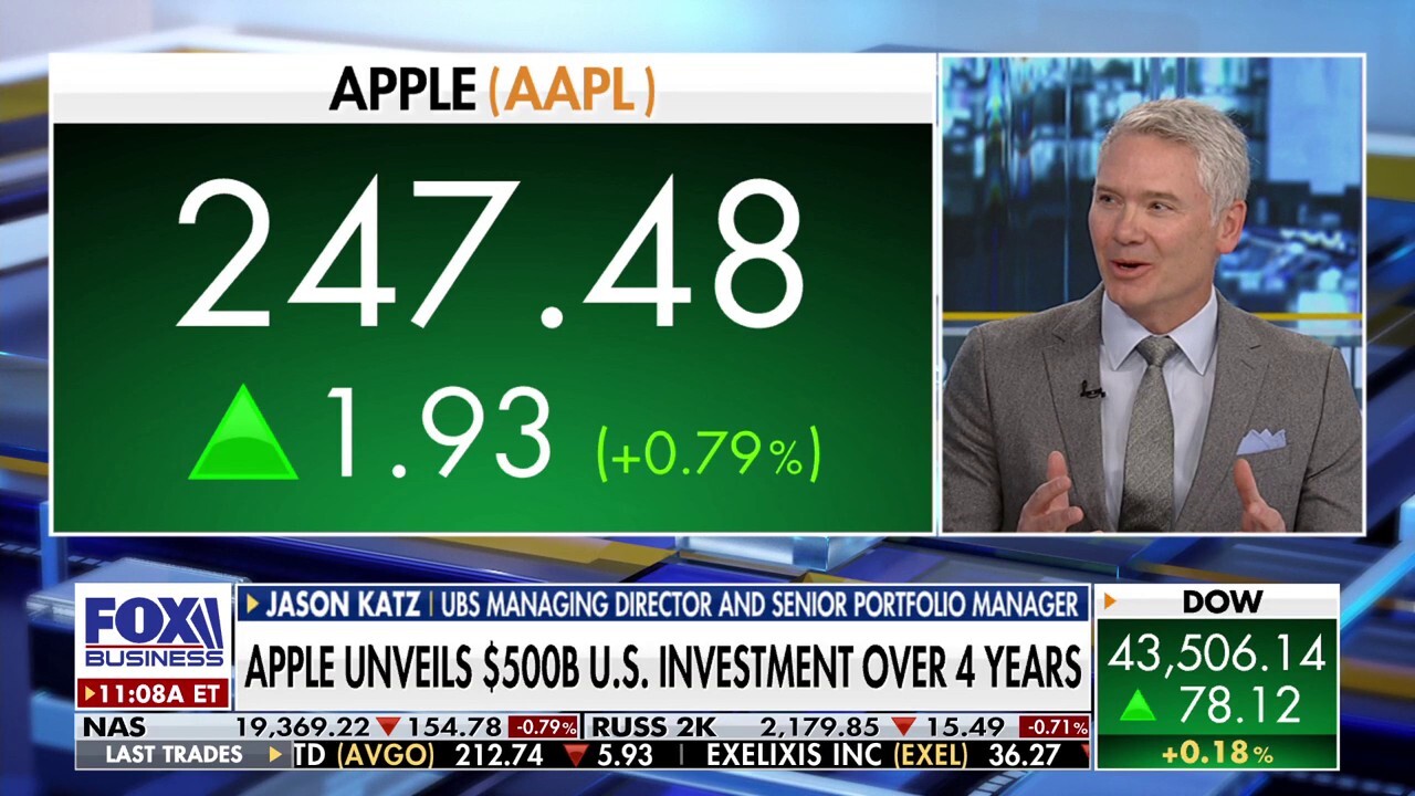 UBS managing director and senior portfolio manager Jason Katz reacts to Apple announcing it will spend more than a half trillion in American innovation over the next four years on 'Varney & Co.'