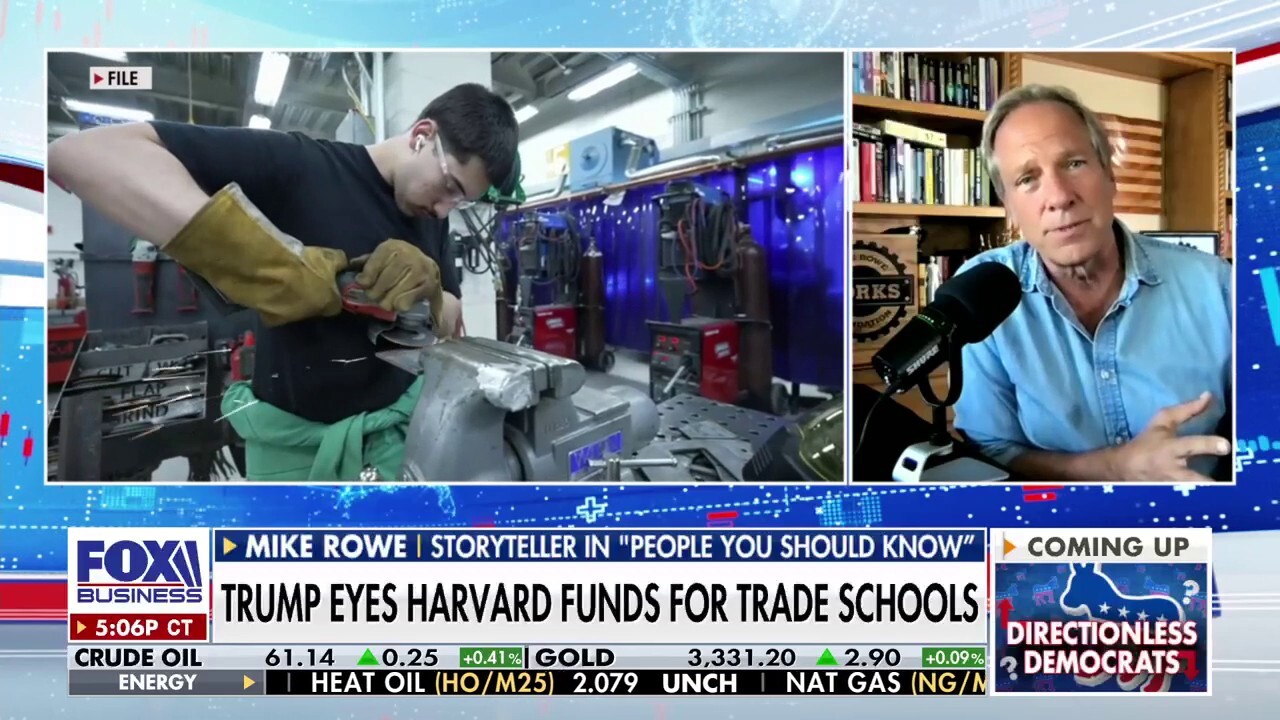 mikeroweWORKS Foundation CEO Mike Rowe weighs in on President Donald Trump looking to redirect $3 billion from 'antisemitic' Harvard University to trade schools on 'The Bottom Line.'