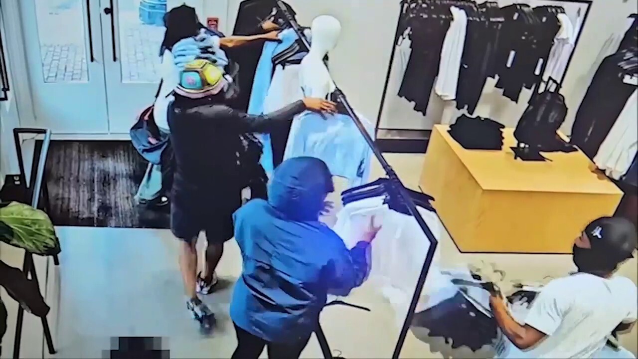 Masked thieves targeted the Alo store in DC's Georgetown neighborhood, clearing out a rack of pricey clothing, June 30. (Courtesy: Washington DC Metropolitan Police Department)