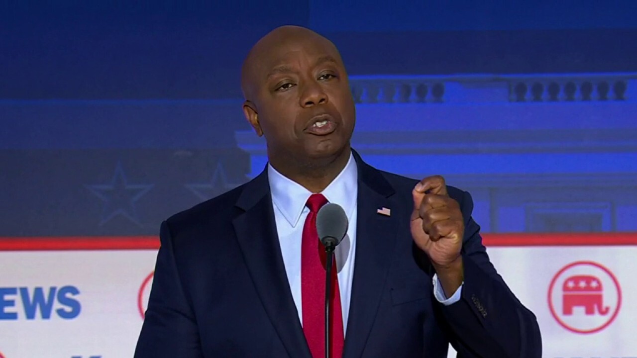 Rep. Tim Scott, R-S.C., addresses the weaponization of the Department of Justice at the first GOP primary debate.