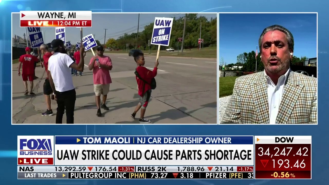 New Jersey car dealership owner Tom Maoli says the UAW strike could disrupt the auto supply chain causing a ripple effect throughout the U.S. economy on Cavuto: Coast to Coast.
