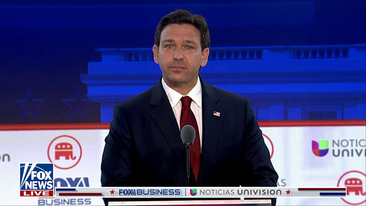GOP presidential candidate Ron DeSantis calls out former President Donald Trump for skipping the second primary debate. 