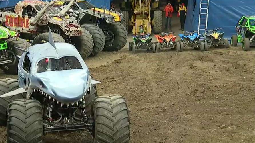 How do monster truck drivers prepare for an event?