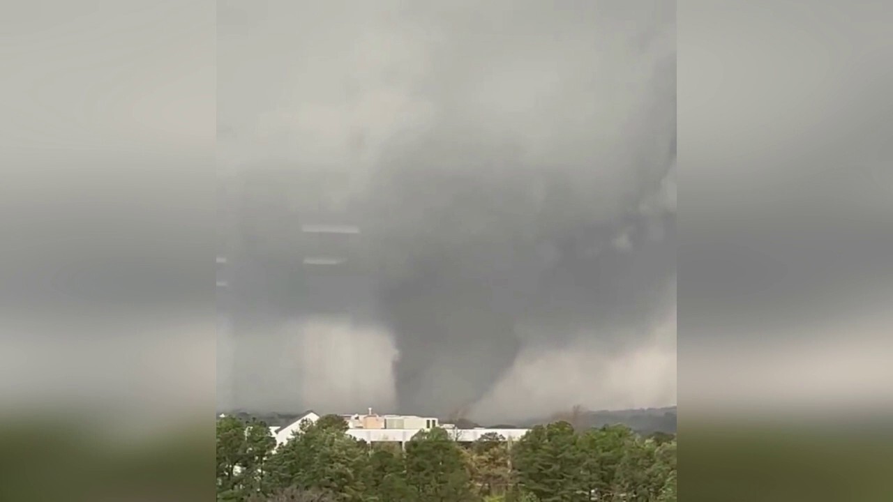 The tornado was caught on camera from the roof of the Baptist Hospital in Little Rock, Arkansas.
