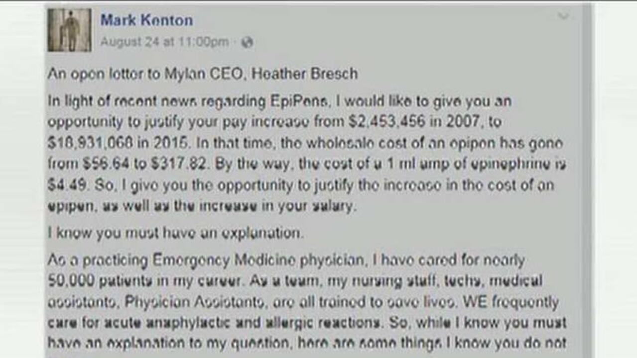 Doctor's letter to Mylan goes viral