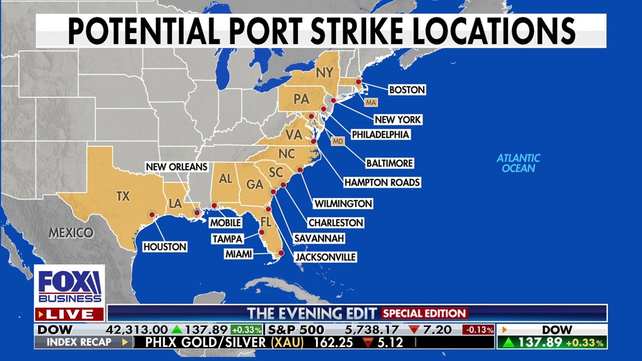 Rep. Jeff Van Drew, R-N.J., says possible port strikes across America could really exacerbate supply chain problems on ‘The Evening Edit.’ 