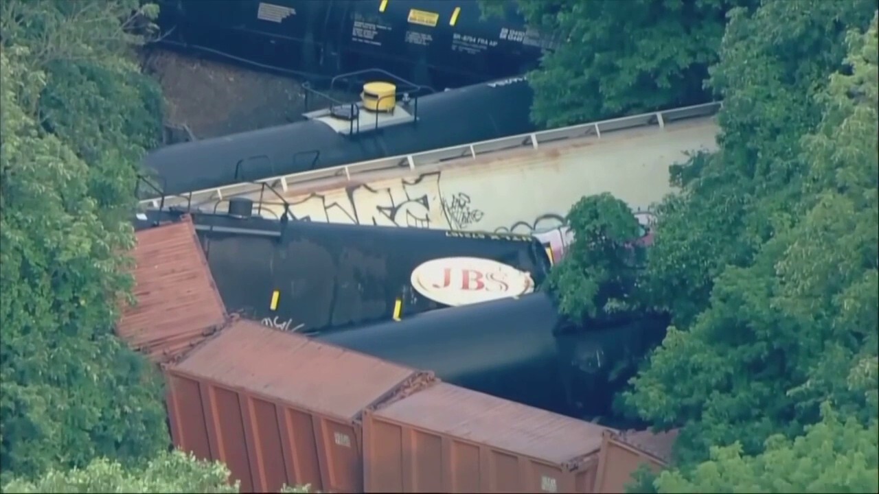 A CSX freight train derailed in Montgomery County, Pennsylvania early Monday. (WPVI)