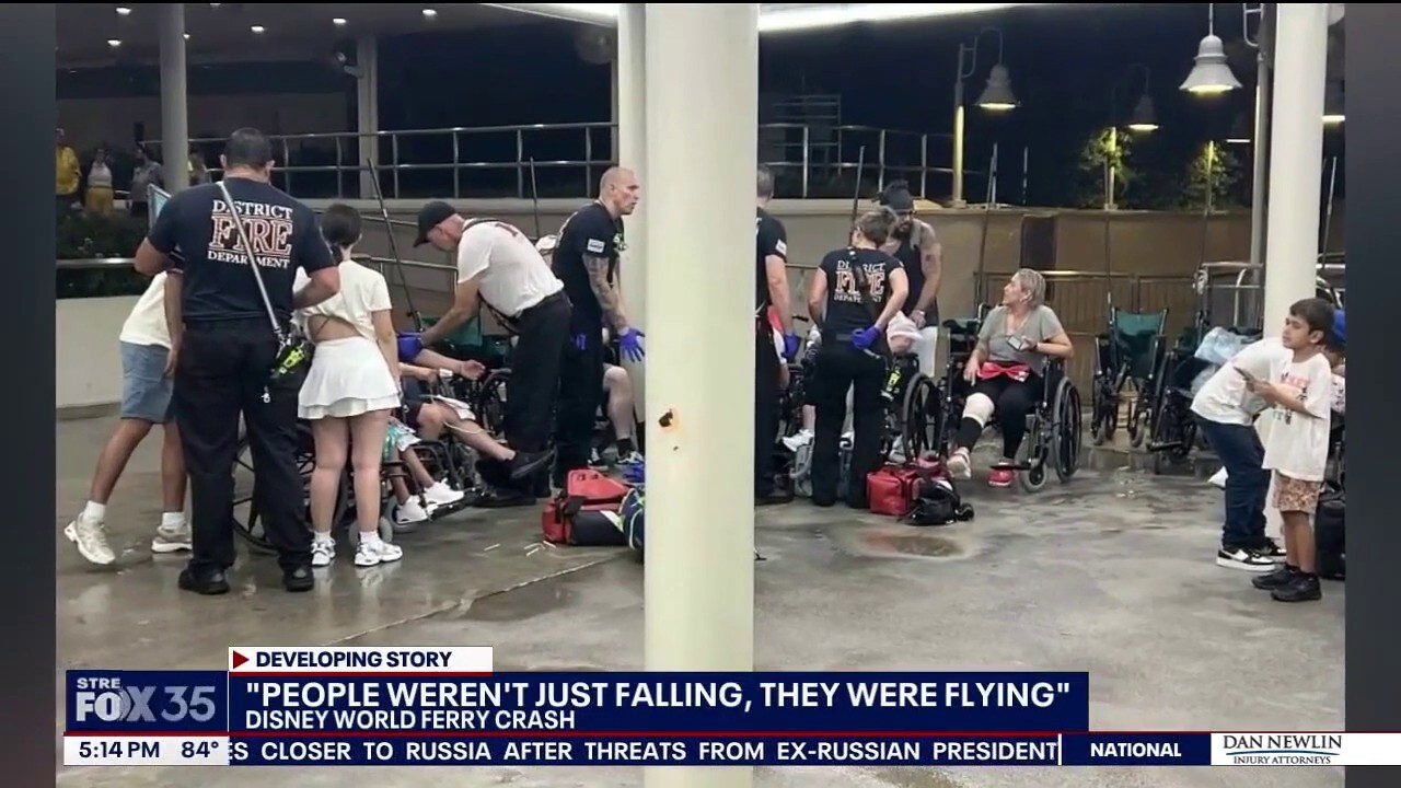 A ferry boat crashed into a dock at Walt Disney World's Transportation & Ticket Center on Wednesday night in Florida amid rough weather, officials said.