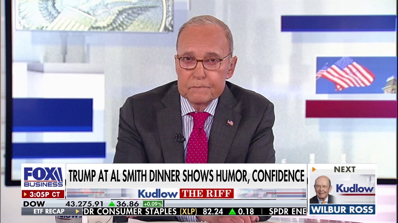 FOX Business host Larry Kudlow reacts to the former president's address at the Alfred E. Smith Memorial Foundation Dinner on 'Kudlow.'