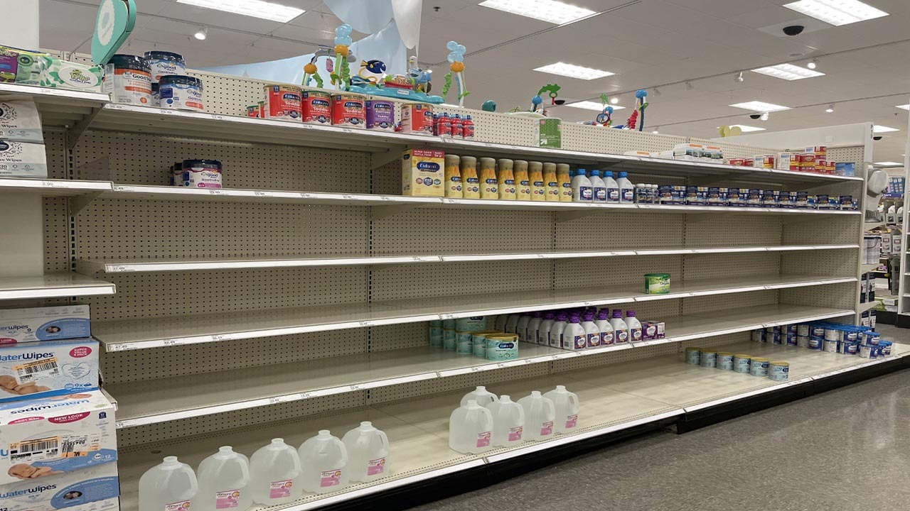 Some infants in America are going hungry because of a baby formula shortage. Stores just can't keep it in stock and mothers are getting desperate. 