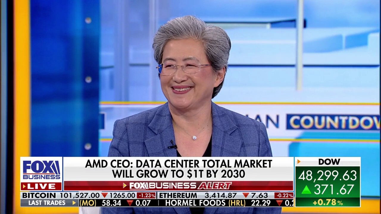 AMD CEO and chair Dr. Lisa Su discusses the chip-making company’s strategy to lead the artificial intelligence growth race on ‘The Claman Countdown.’