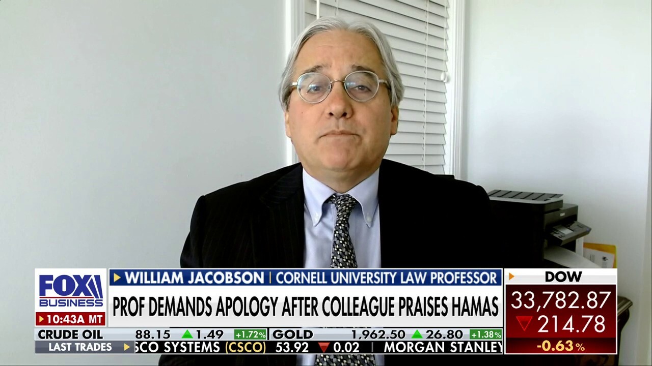 Cornell University Law professor William Jacobson reacts to a viral video of his colleague telling students he was ‘exhilarated’ by the Hamas attacks on ‘Cavuto: Coast to Coast.’