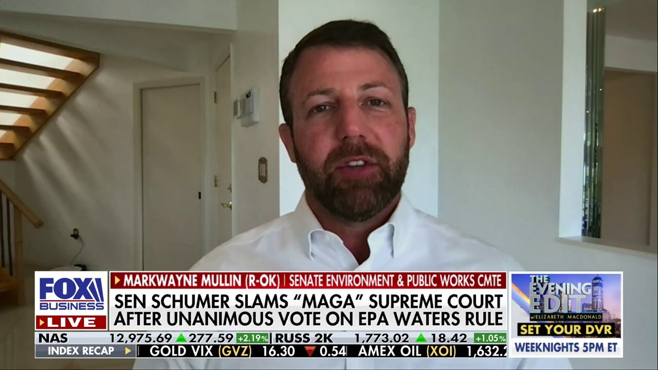 Sen. Mullin on Schumer saying SCOTUS justices are 'MAGA': 'Give me a break!'