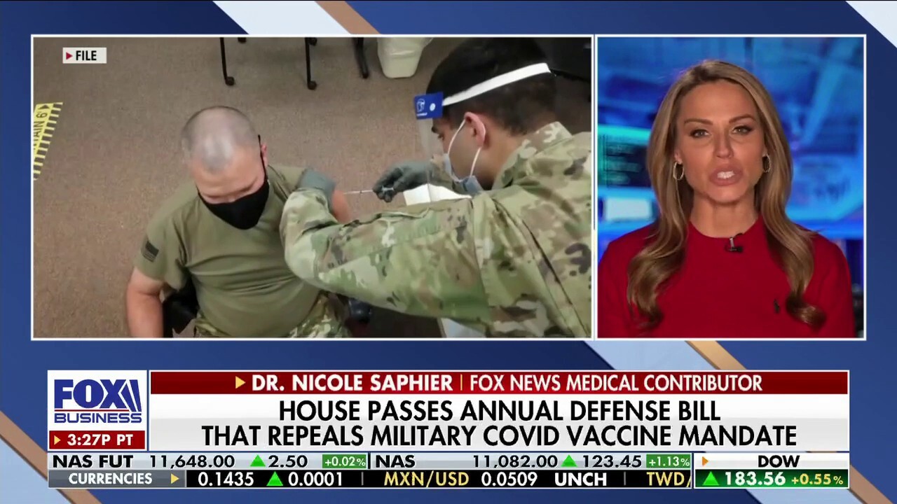 Fox News contributor Dr. Nicole Saphier reacts to the spread of RSV and Congress passing a defense bill that would remove the military's COVID-1 vaccine mandate on 'The Evening Edit.'