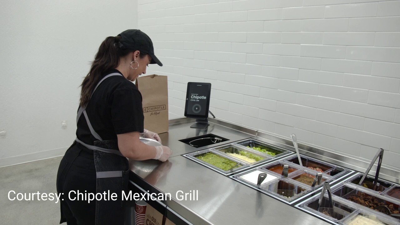Chipotle's "cobot" is designed to work alongside human employees to raise worker efficiency and capacity for digital orders.
