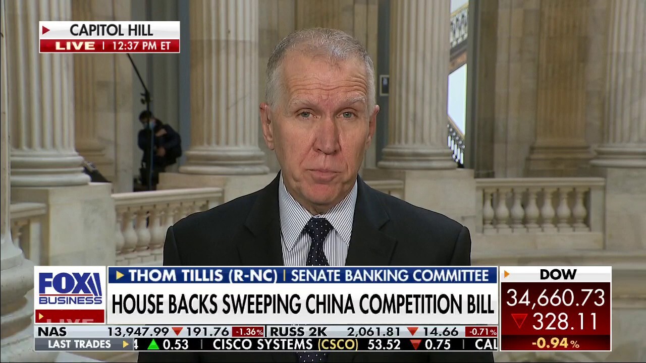 North Carolina Sen. Thom Tillis provides insight into the House of Representatives passing the China competition bill.