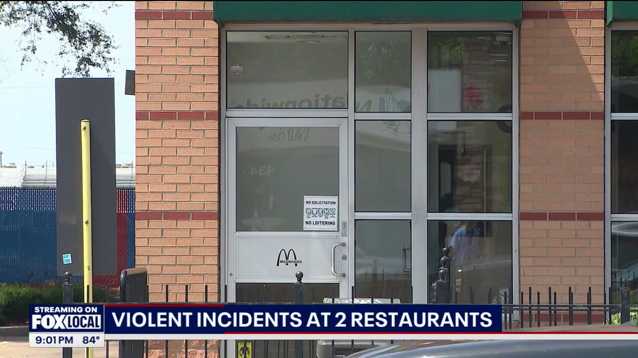 Two violent incidents occurred at separate restaurants in Chicago, Illinois over the weekend. At a McDonald's, three people were injured when an offender was refused free food. Credit: FOX 32 Chicago