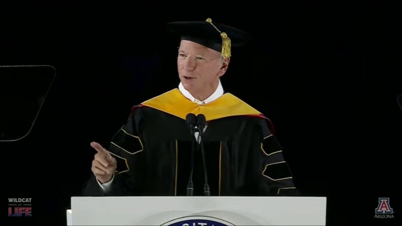 A segment of the crowd started booing after the former Google CEO compared artificial intelligence to past technological revolutions. (YouTube/ The University of Arizona)