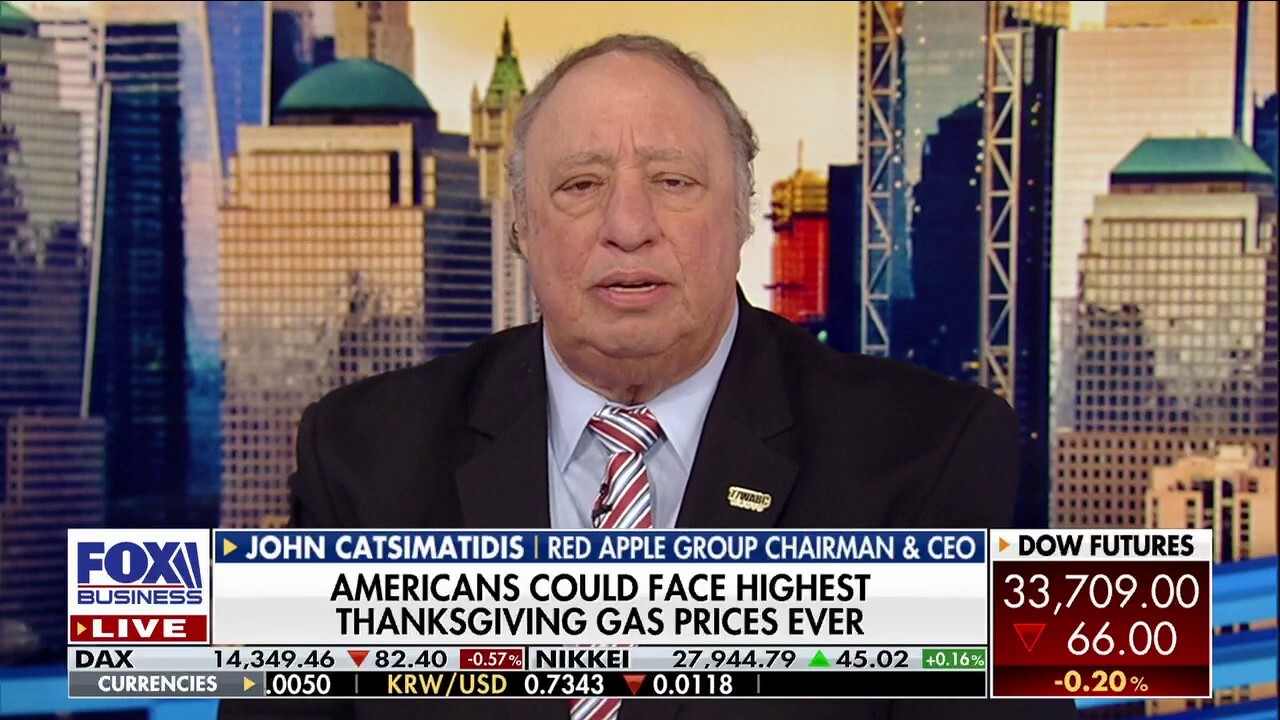 John Catsimatidis, CEO of Red Apple Group and United Refining Company, discuss how food and energy inflation will impact Americans' Thanksgiving holiday.