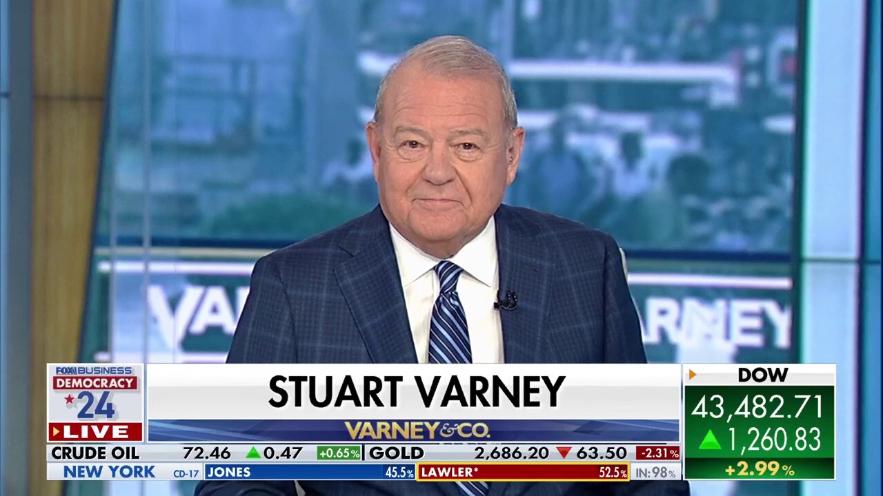 Varney & Co. host Stuart Varney analyzed the stock markets reaction to President-elect Trumps win over Vice President Kamala Harris.