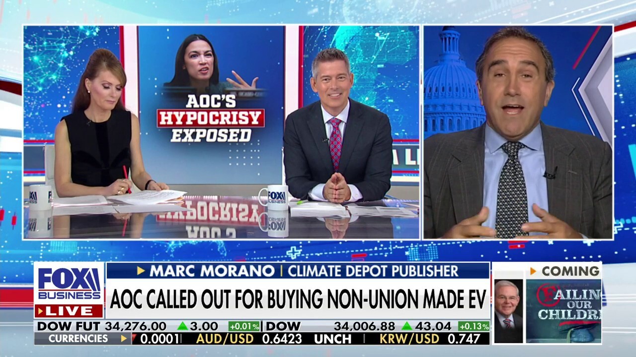 Climate Depot publisher Marc Morano discusses AOC getting called out for purchasing a non-union-made EV on 'The Bottom Line.'