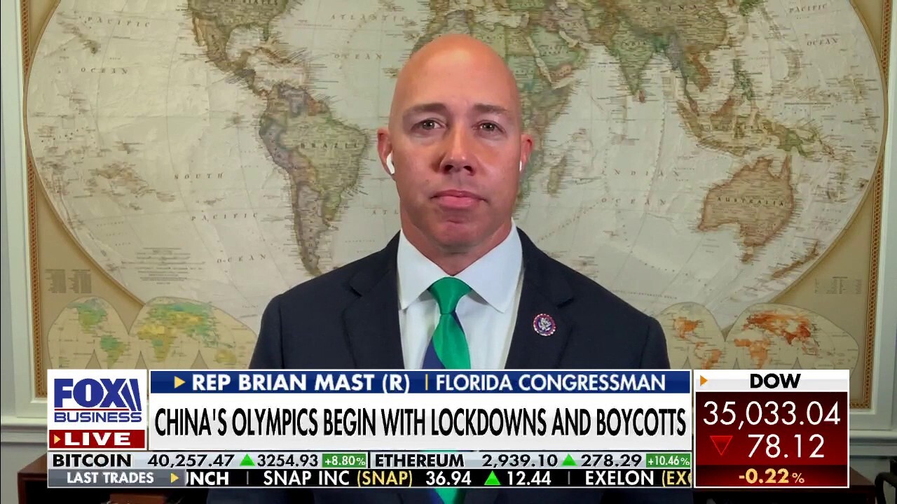 Rep. Brian Mast, R-Fla., discusses House Speaker Nancy Pelosi warning American athletes to ‘not anger’ the Chinese government during the Beijing Olympics. 