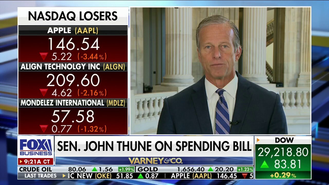 Sen. John Thune, R-S.D., responds to Sen. Joe Manchin’s decision to reverse course on his energy permitting plan and how it will impact domestic energy production ‘Varney & Co.’