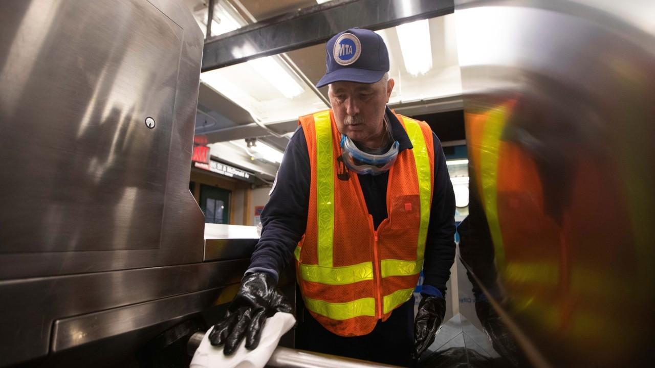 MTA workers disinfect subway for coronavirus 