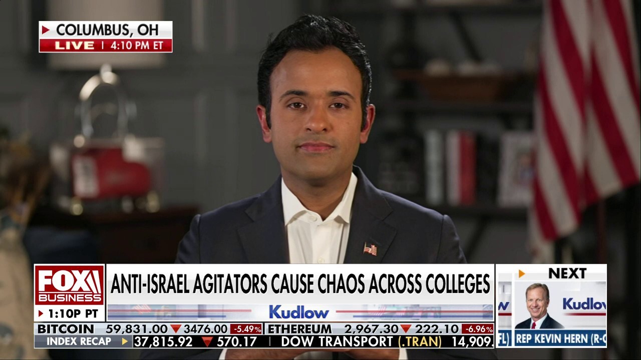 Former 2024 GOP presidential candidate Vivek Ramaswamy discusses anti-Israel agitators disrupting college campuses across the country on 'Kudlow.'