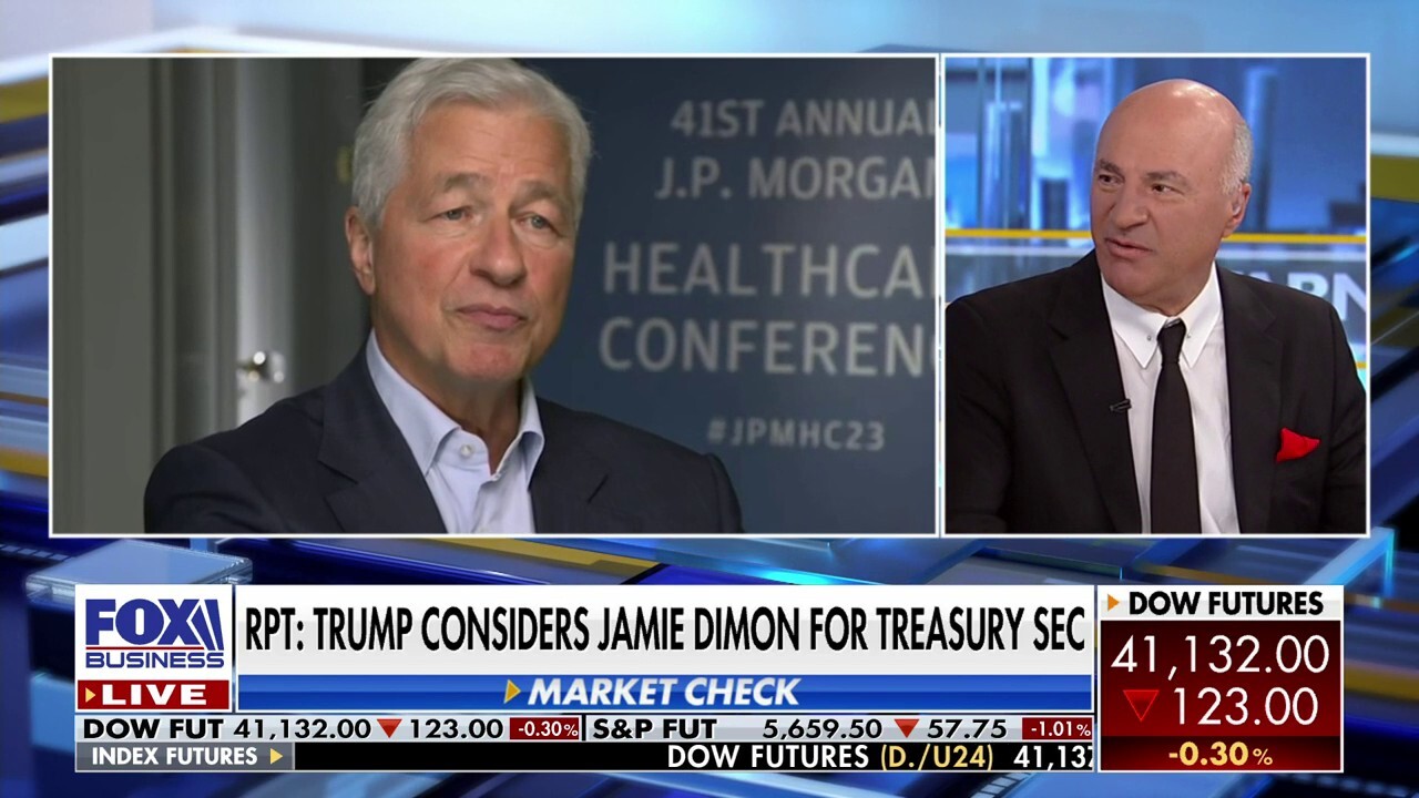 O'Leary Ventures Chair Kevin O'Leary discusses the market rally, how policy will affect it, and a report that Trump is considering Jamie Dimon for Treasury secretary.