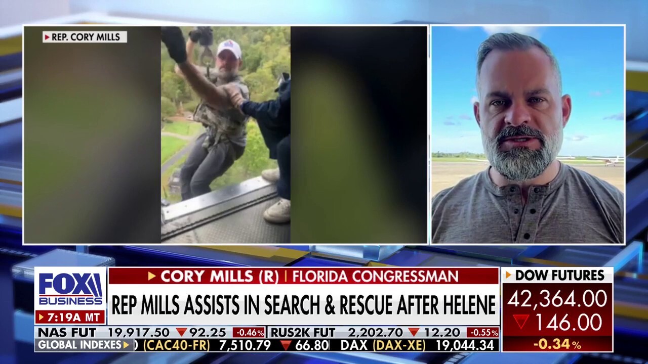 Rep. Cory Mills, R-Fla., updates the Hurricane Helene search and rescue operation and reacts to President Biden 'restraining' Israel on 'Varney & Co.'