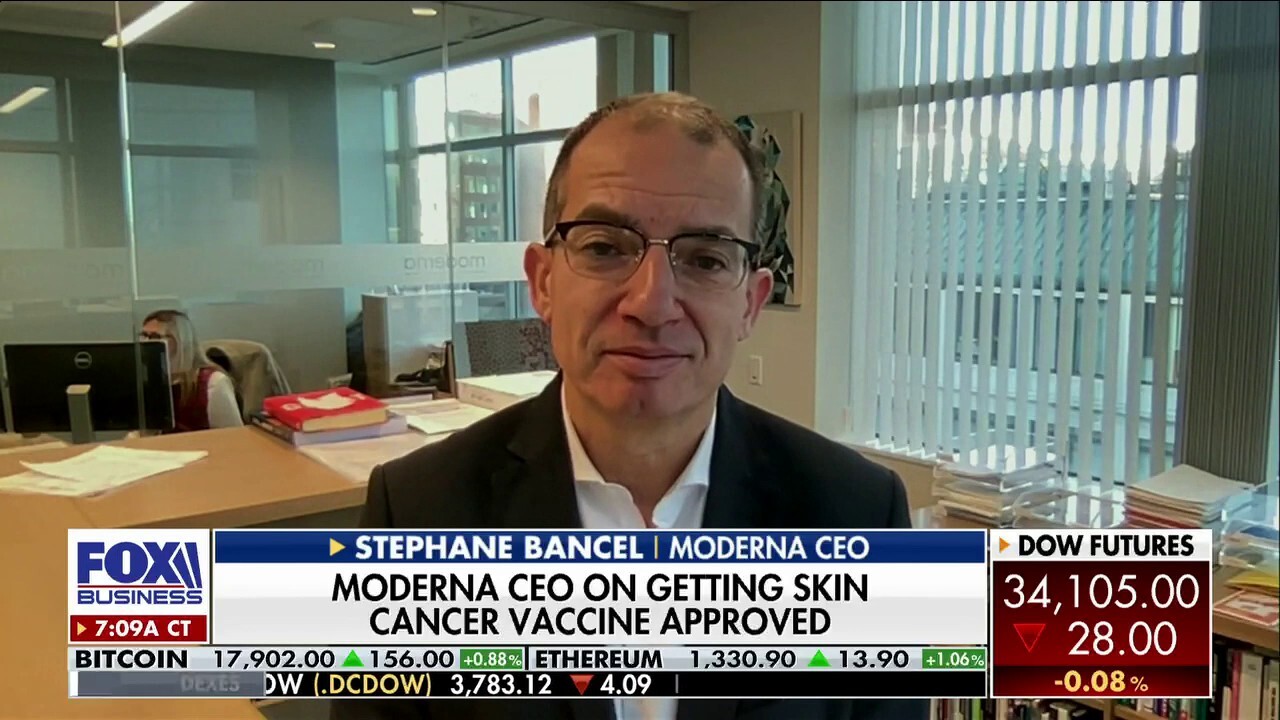 Moderna CEO Stephane Bancel discusses the 'very exciting' advancements of a new skin cancer vaccine shown to reduce the chance of a melanoma relapse by 44%.