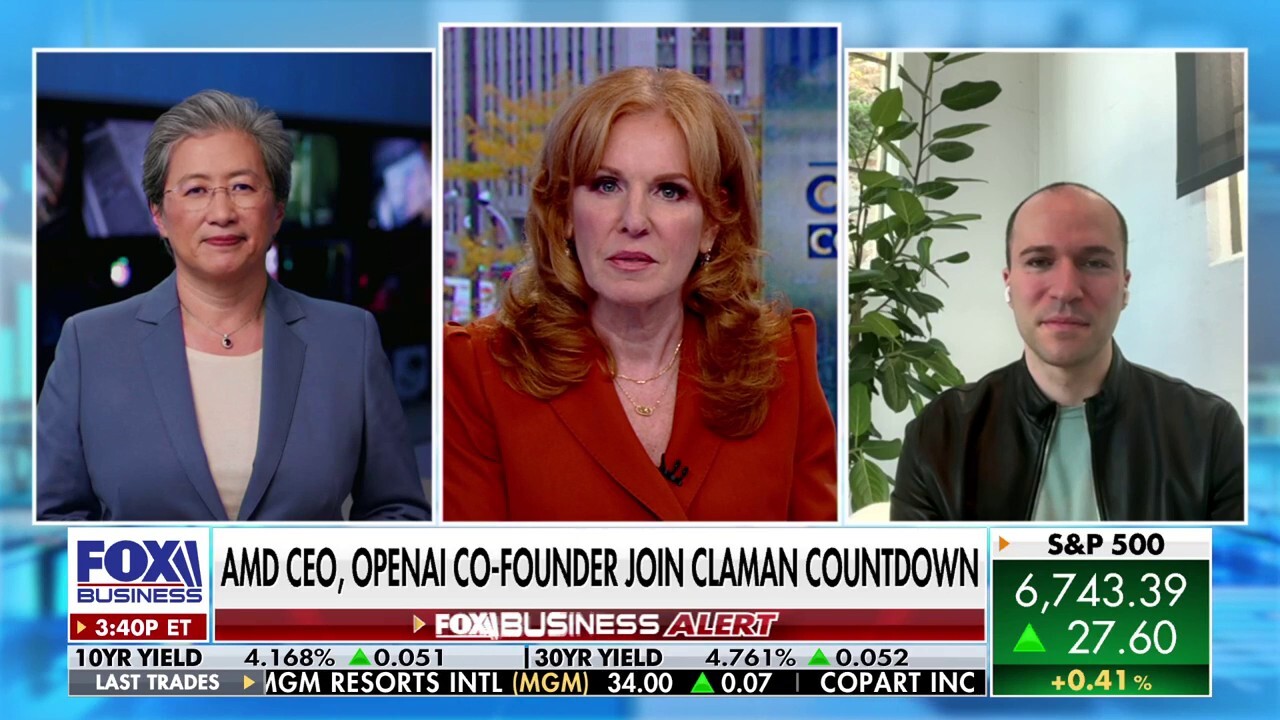 AMD CEO Lisa Su and OpenAI President Greg Brockman discuss OpenAI’s plans to power its AI software with AMD chips on ‘The Claman Countdown.’