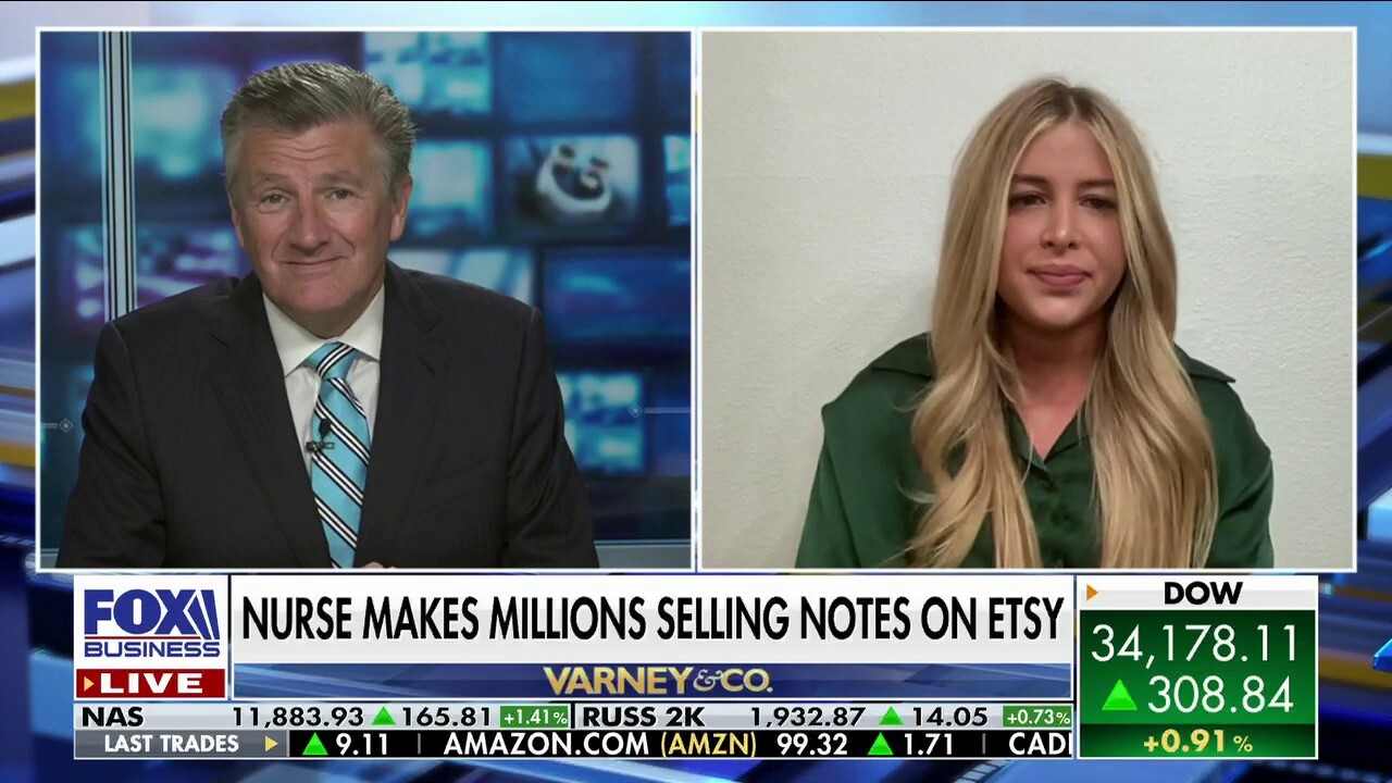 Nurse and TikTok content creator Stephanee Beggs joined ‘Varney & Co.’ to share her story on how she is making millions of dollars selling her study notes on Etsy. 