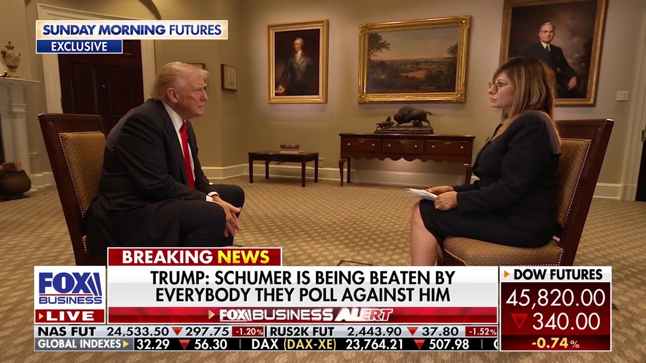 President Donald Trump discusses the government shutdown with Maria Bartiromo in his first interview since the historic Middle East peace deal. 