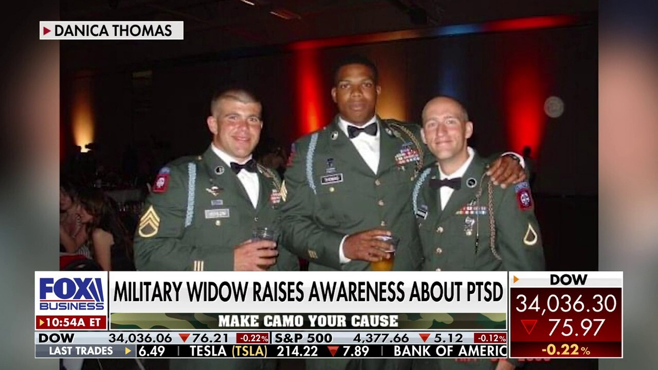Military widow Danica Thomas discusses her mission to help military veterans and raise awareness about PTSD on 'Varney & Co.'