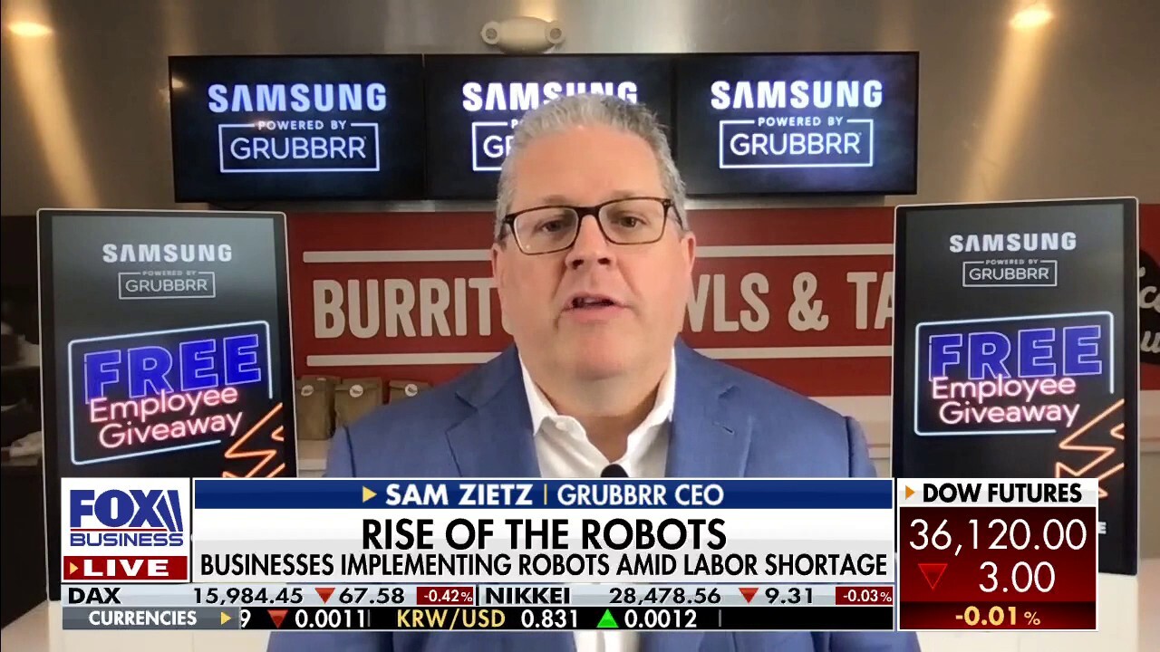GRUBBRR CEO Sam Zietz says his software company uses robots and kiosk technology as a solution to the restaurant industry’s labor shortage.