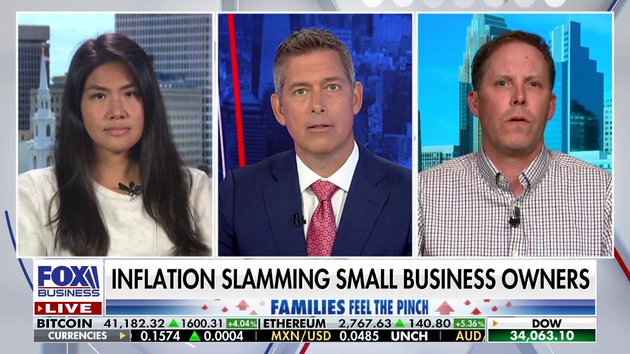 Small business owners Tiffany Tang and Brett Almich discuss how inflation is impacting their customers on 'Fox Business Tonight.'