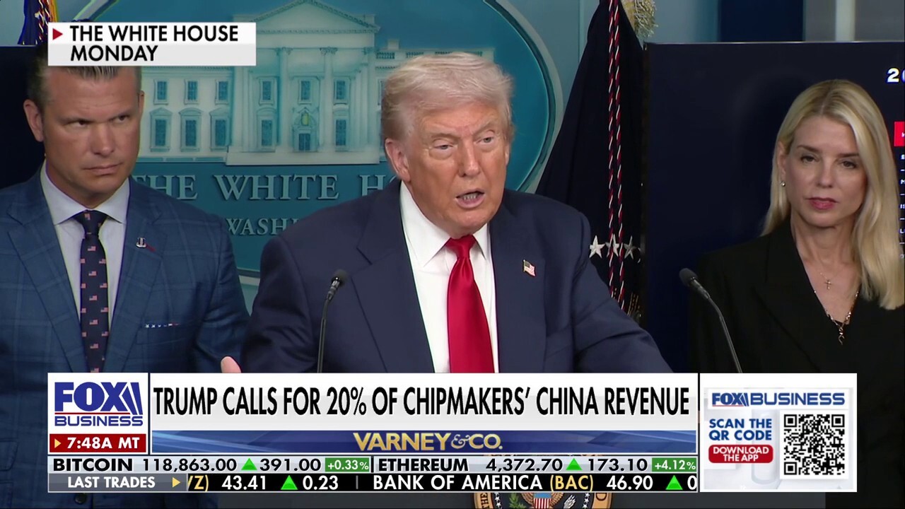 Trump calls for 20% of chipmakers' China revenue