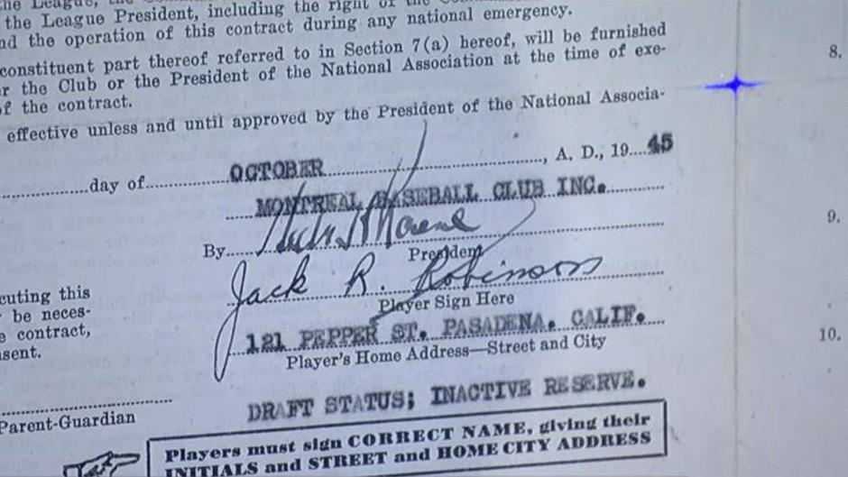 Jackie Robinson's first MLB contract with the Brooklyn Dodgers up for auction with starting bid of $5M