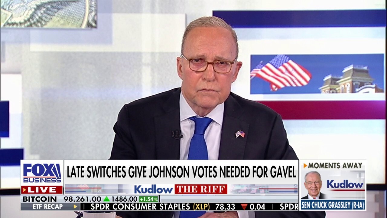 FOX Business host Larry Kudlow reacts to the re-election of Rep. Mike Johnson as House speaker on 'Kudlow.'