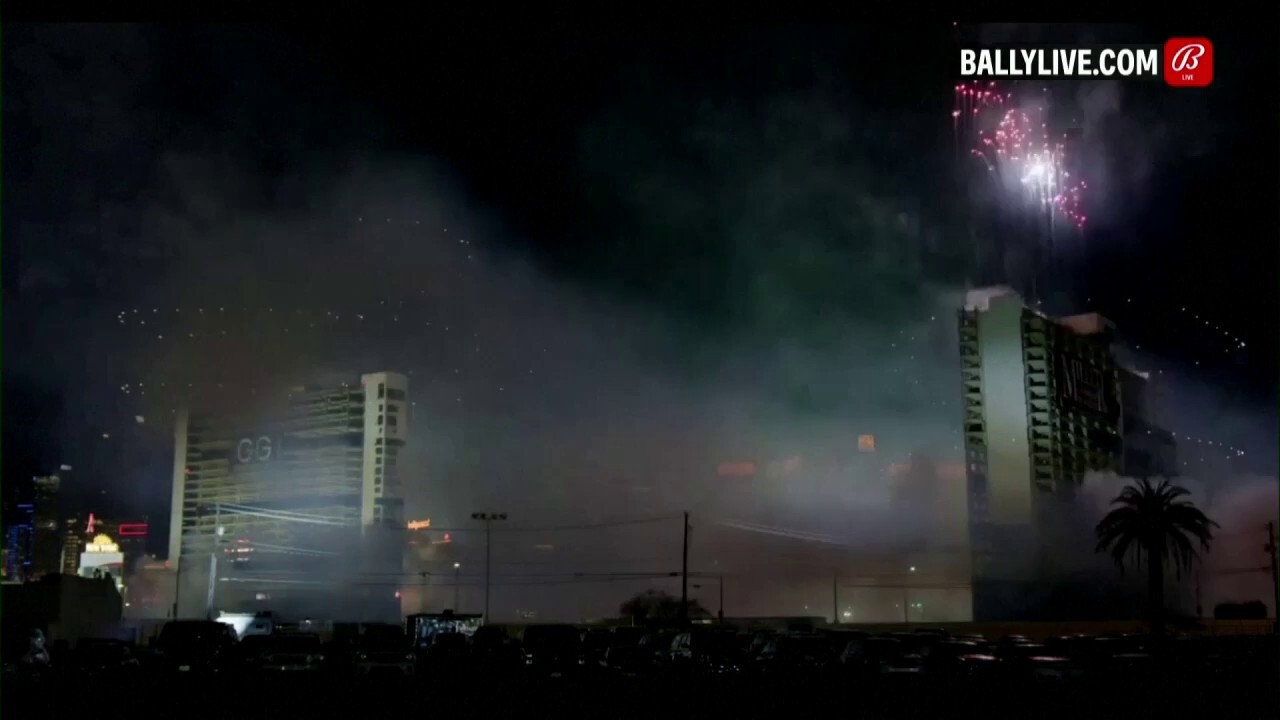 Drones and fireworks lit up the Las Vegas sky before the iconic Tropicana casino and hotel was brought down to make way for new Major League Baseball stadium. Courtesy: BALLYLIVE.COM