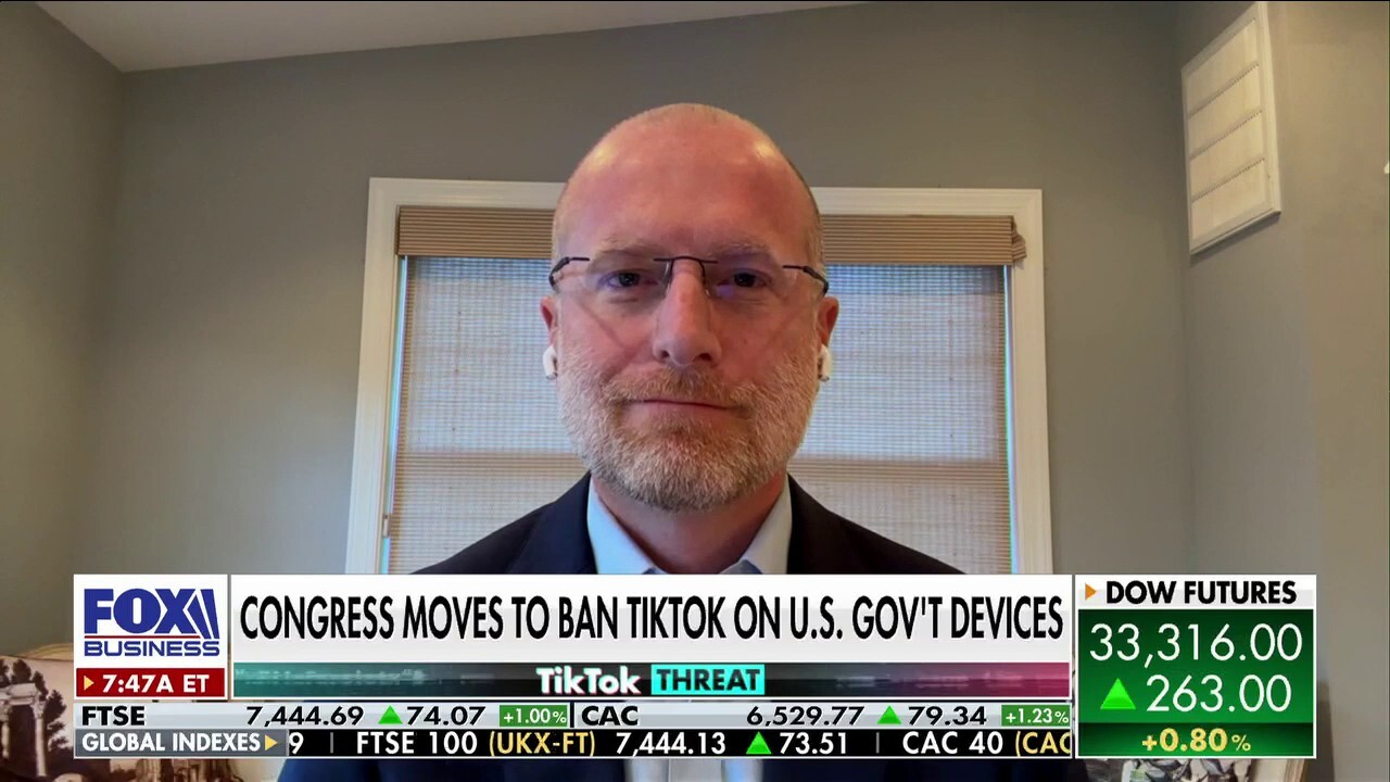 Senior Republican and FCC Commissioner Brendan Carr reacts to Congress moving to ban TikTok on government devices.