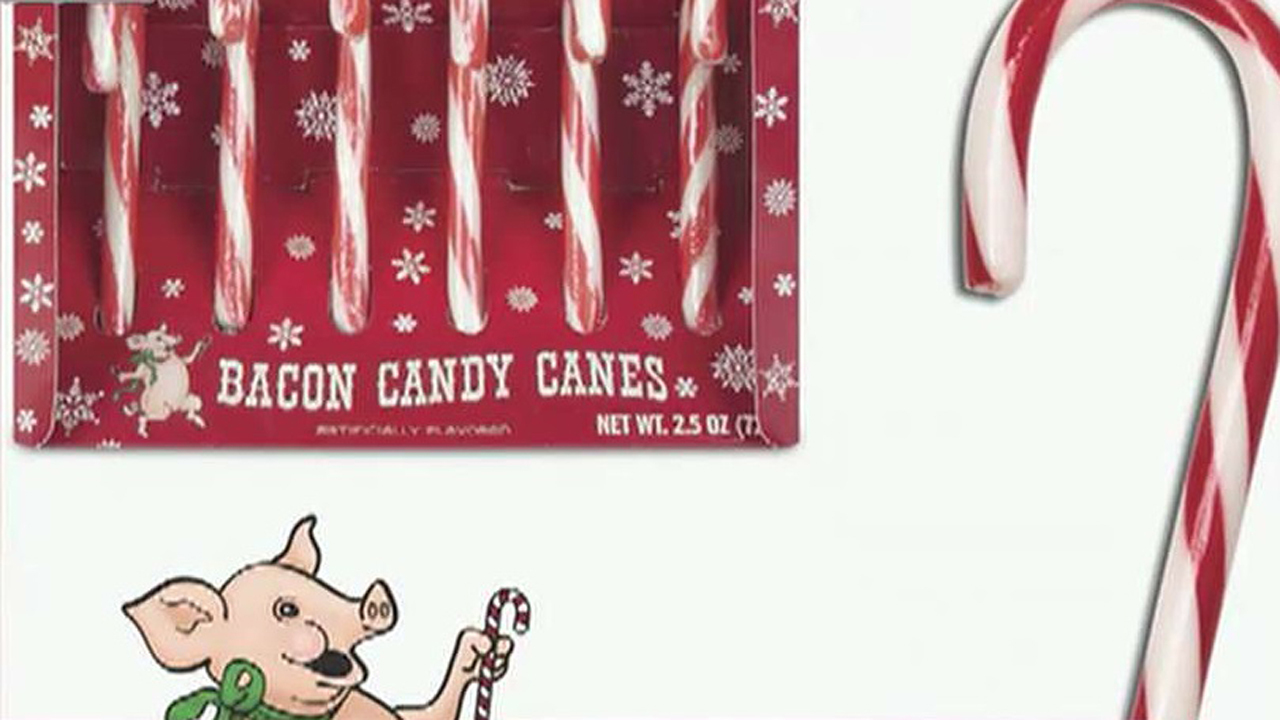 Bacon candy canes available this Christmas season