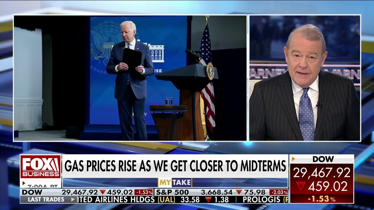FOX Business host Stuart Varney argues the 'oil production cutbacks and price hikes' began when Biden took office.