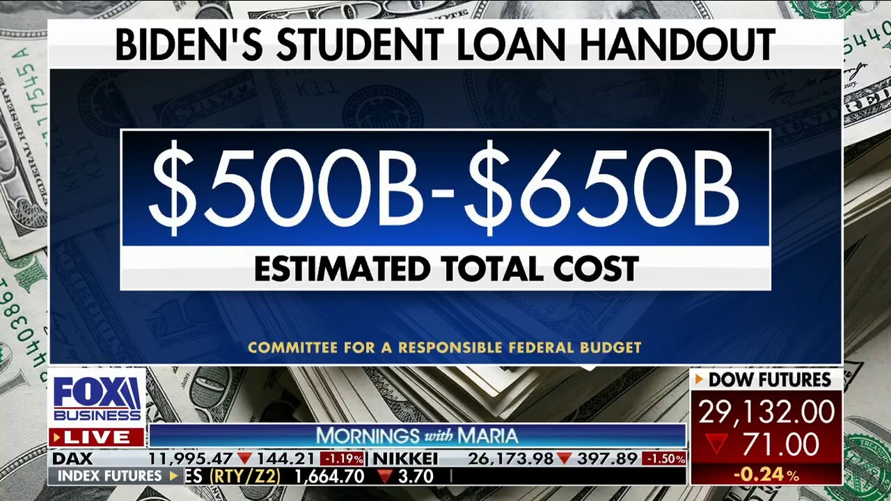 Sen. Marsha Blackburn, R-Tenn., criticizes President Biden’s student loan handout and the catastrophic effects it could have on the U.S. economy on ‘Mornings with Maria.’ 