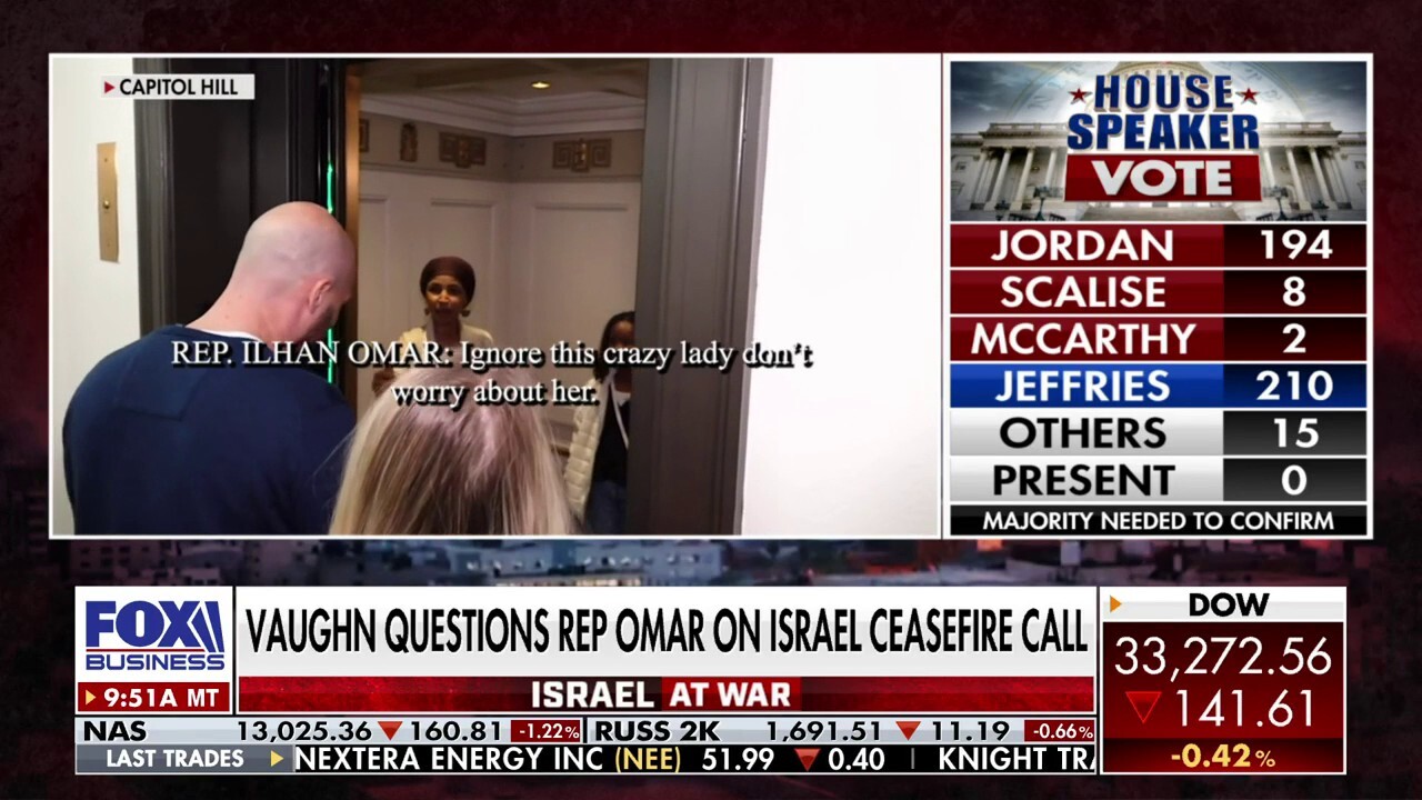 FOX Business' Hillary Vaughn reports from Capitol Hill, where Rep. Ilhan Omar, D-Minn., refused to answer questions regarding her support of Palestine.