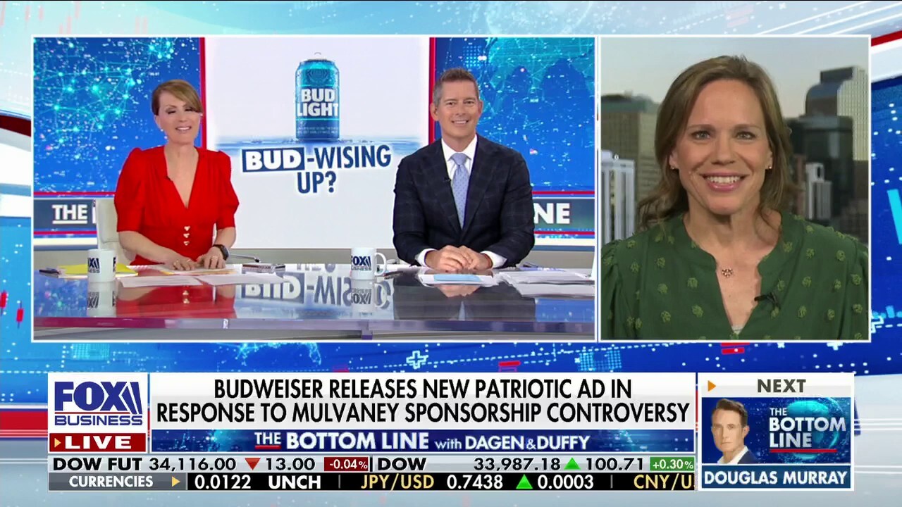 Former Levi’s executive Jennifer Sey discusses Budweiser’s patriotic ad release after Dylan Mulvaney partnership controversy on 'The Bottom Line.'
